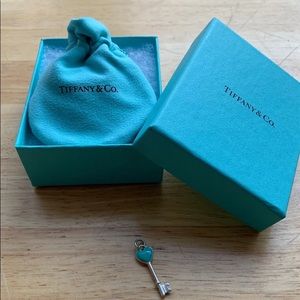 Tiffany & Co Blue Enamel Heart Key Pendant